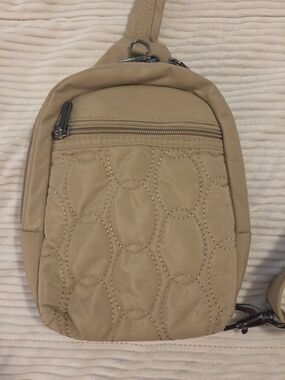 Travelon Anti-theft Sling Bag-RFID Small in Latte/tan.